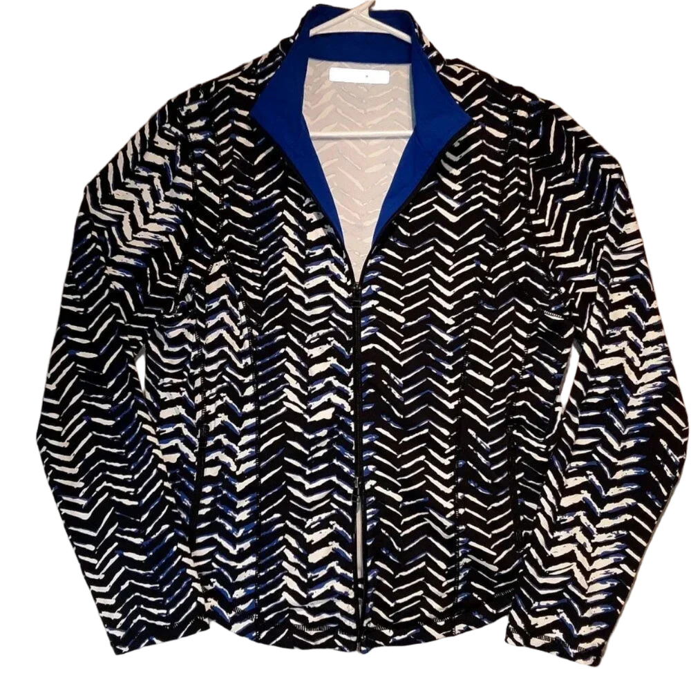 BYLYSE@EASE Women's Long Sleeve Black  & Blue Jacket Size Large